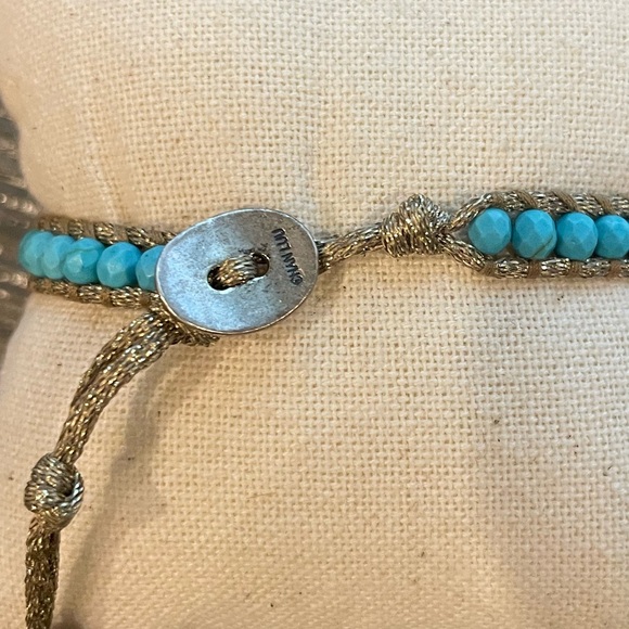 CHAN LUU TURQUOISE BRACELET W/PETITE  MARQUISE CHARM - SINGLE WRAP - Picture 6 of 6